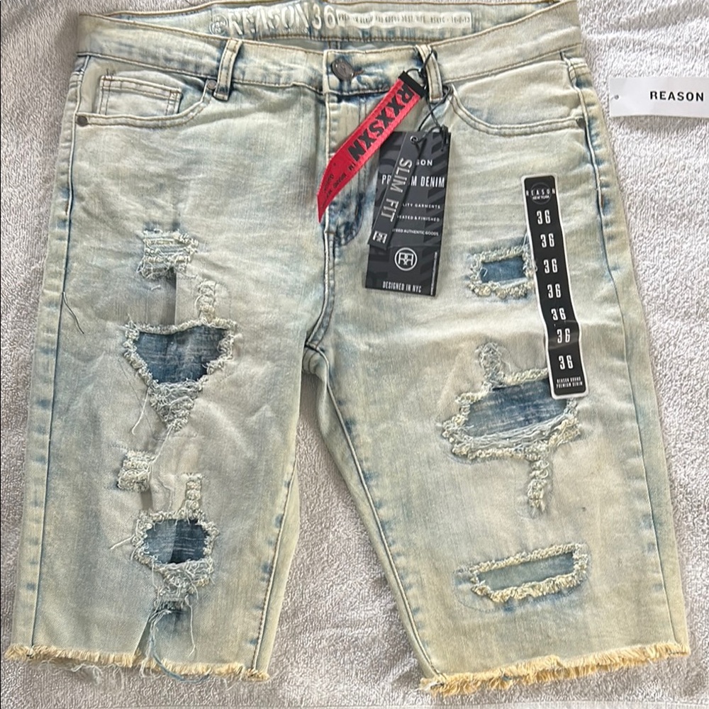 Reason Blue Jean Shorts Distressed Vintage Style